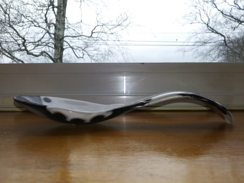Fused glass black /& white spoon rest