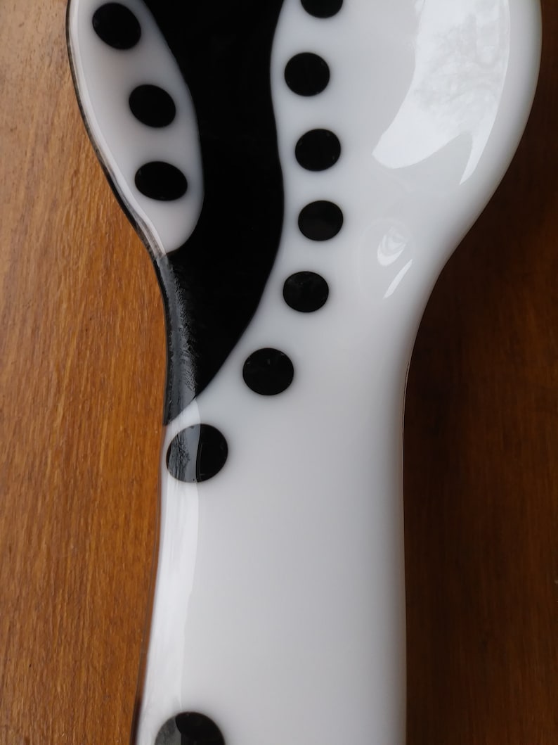 Fused glass black /& white spoon rest