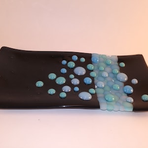 Beautiful Fused Glass Dish Plate in Blues