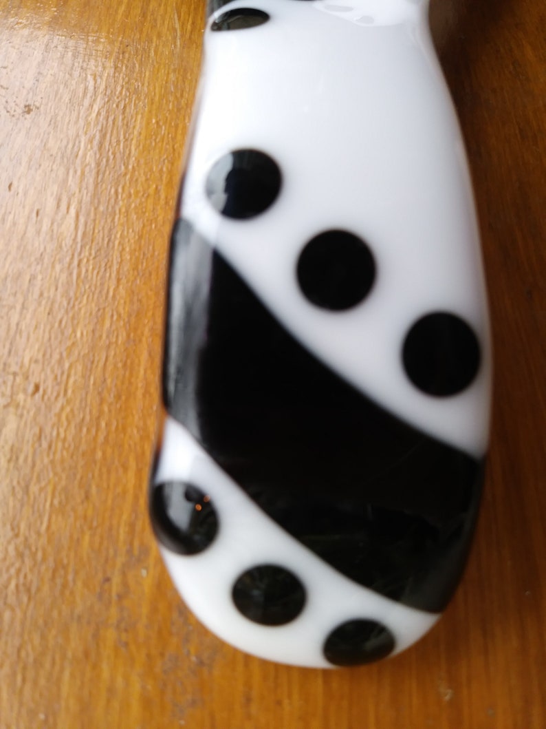 Fused glass black /& white spoon rest