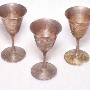 Vintage Collectible 3 FBR EP Brass Made in Spain Wine Goblets Decor Set
