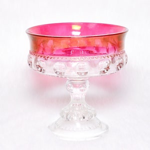 Vintage Collectible Indiana Glass Ruby Red Colony Kings Crown Thumbprint Compote Dish