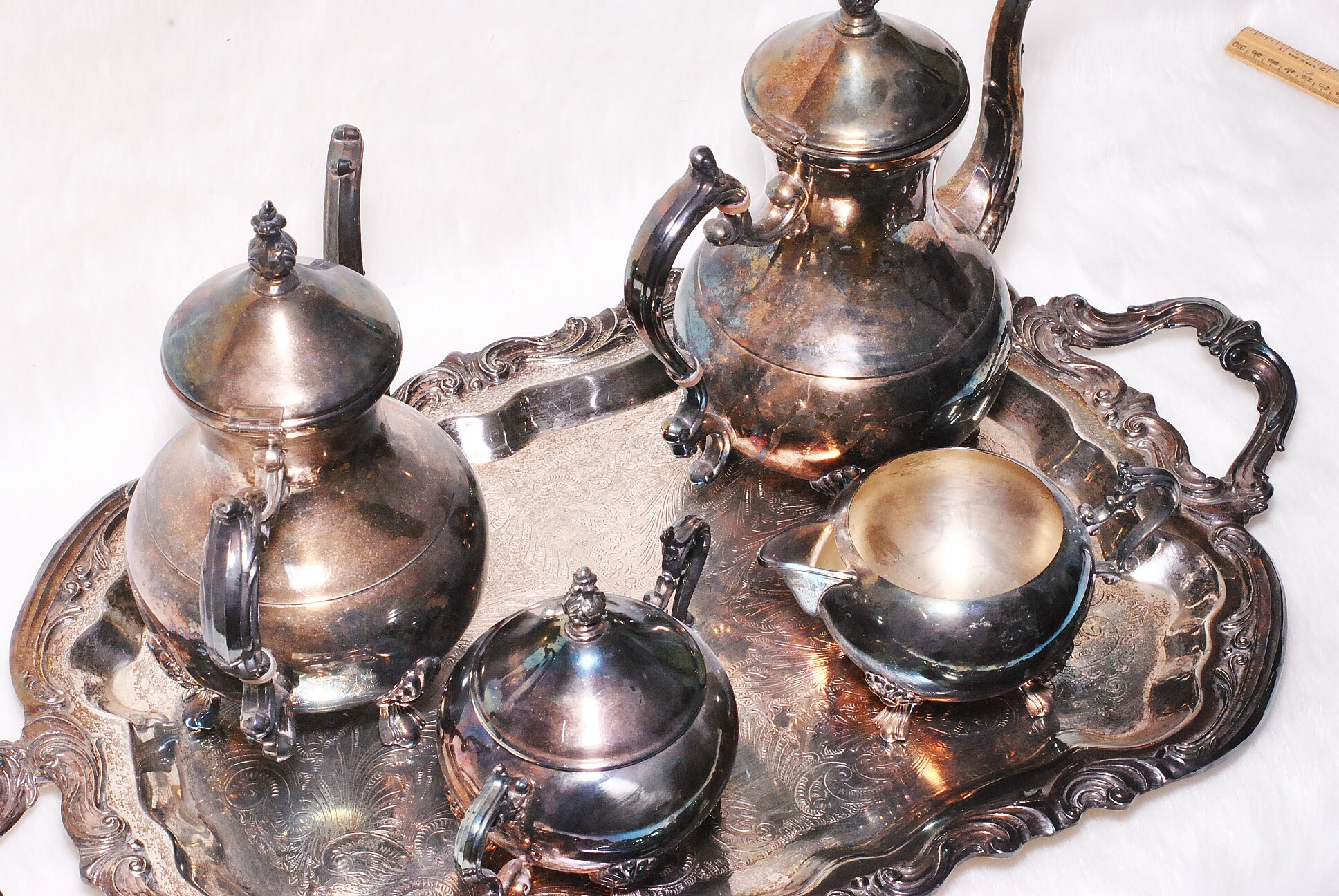 Vintage Collectible FB Rogers Silver Plated 5 Piece Tea Set With