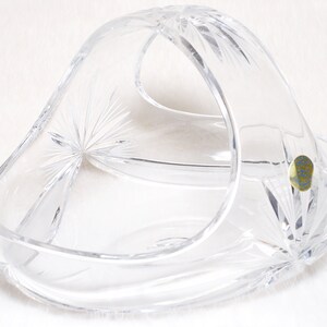 Vintage Collectible Hand Cut 24 PBO Czech Republic Crystal Glass Basket Decor