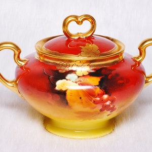 Vintage Collectible W G & Co Limoges France Sugar Bowl Rare Handpainted Decor