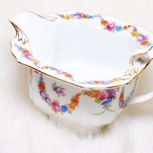 Vintage Collectible Epiag Czechoslovakia Porcelain Floral Gold White Creamer
