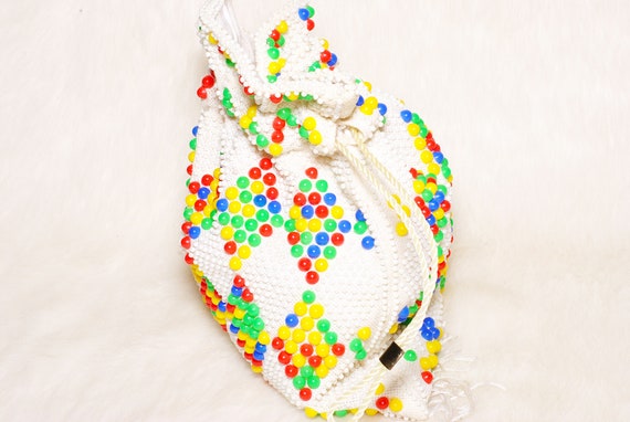 Vintage Collectible Handbag Candy Dot Beaded Draw… - image 6