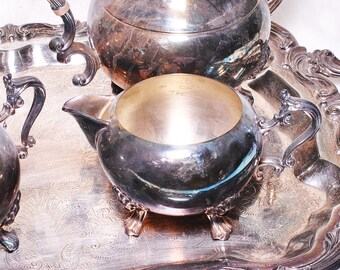 Vintage Collectible FB Rogers Silver Plated 5 Piece Tea Set With