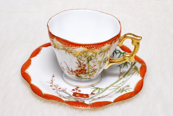 Vintage Collectible Made in Occupied Japan Red Gold Demitasse Cup