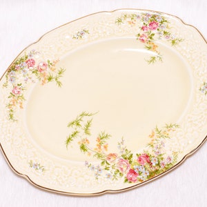 Vintage Crown Ducal Rosalie Serving Platter: Florentine Roses & Gold Trim