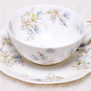 Antique Collectible Haviland Limoges France Schleiger 91 Floral Teacup Saucer