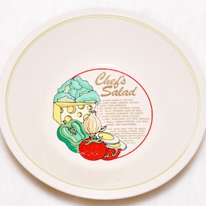 Vintage Chef&#39;s Salad Serving Bowl: Collectible Recipe Design
