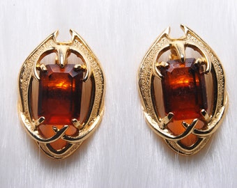 Vintage Collectible Sarah Coventry Molten Topaz Gold Toned Clip on Earrings