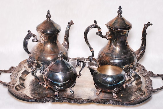 Vintage Collectible FB Rogers Silver Plated 5 Piece Tea Set With