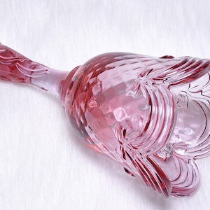 Vintage Collectible Fenton Art Glass Sash & Bows Optic Diamond Dusty Rose Color Bell Decor