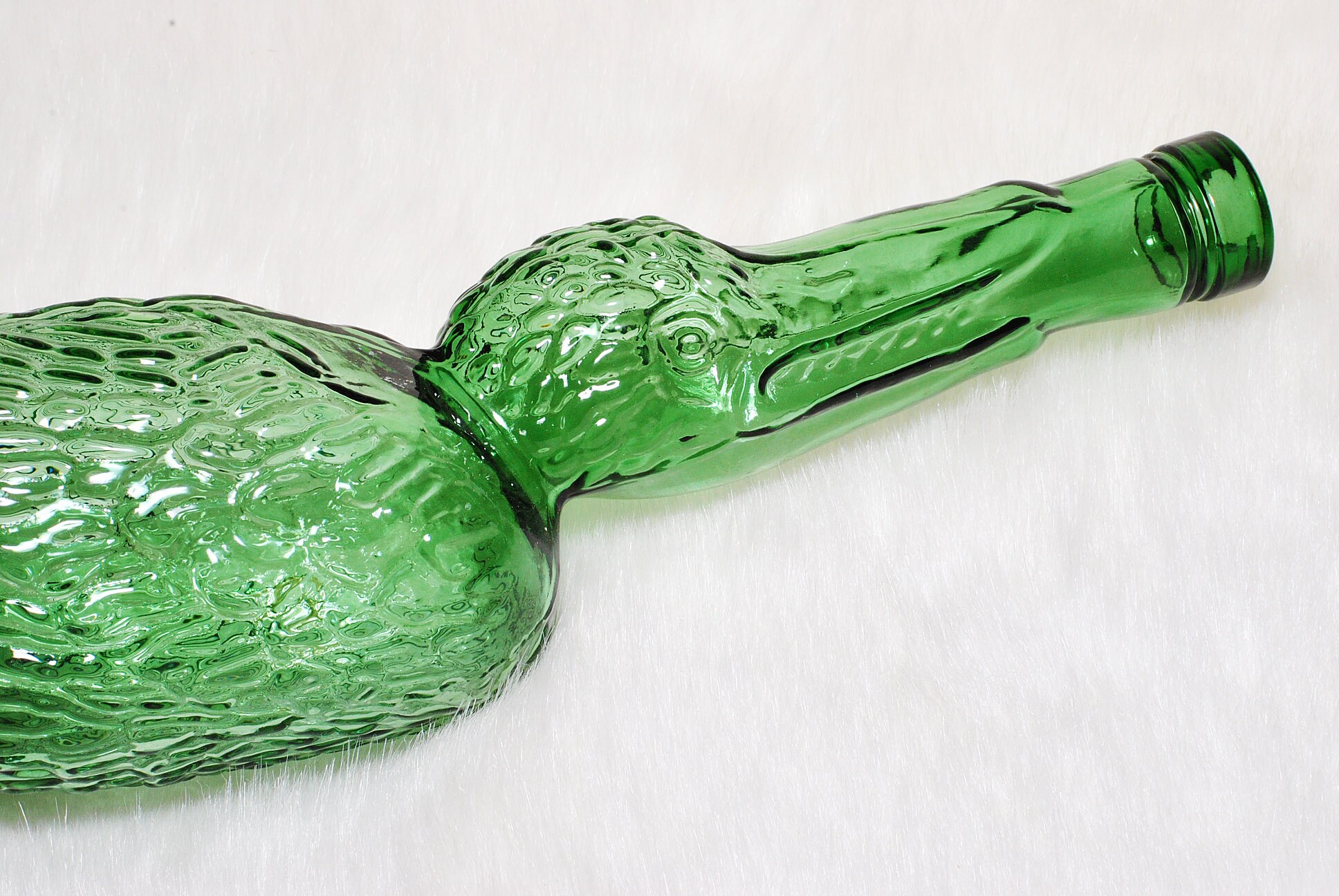 Vintage Collectible Ucagco Italy Green Glass Decanter Bird Etsy