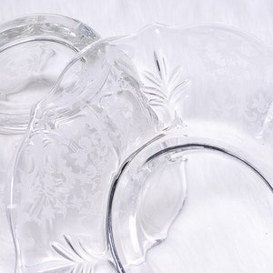 Vintage Collectible Fostoria Glass Crystal Floral Bowl & Plate Set