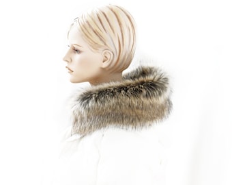 Faux fur trim, hood trim, hood edging, hood collar, for collars & necklines, made of high-quality faux fur, imitation fur, in many lengths