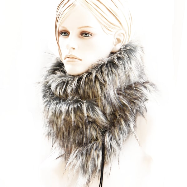 Wrap collar,collar,faux fur/faux fur,faux fur,fake fur,fake fur,free-form,wrap-collar,neckwarmer,with,lacing,,in ,supreme,art,faux,fur