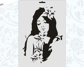 Wall / Textil Stencil W-088 Frau A4