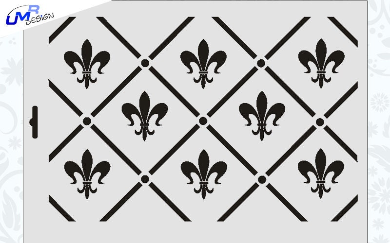 Wand-Schablone 'Fleur De Lis' – Größe A3, Lösungsmittelbeständige Kunststofffolie