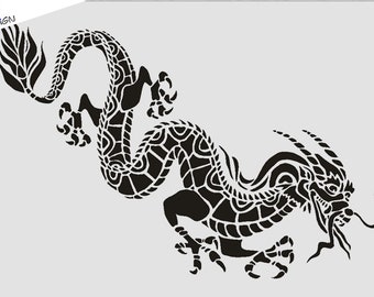 Wall / Textil Stencil W-080 Drache Tattoo A4