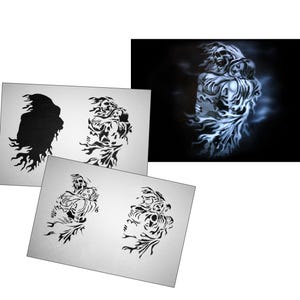 AS-064 Skull Multilayer Step by Step Stencil for acrylic, airbrush, spray, tattoo, varnish and wall paint