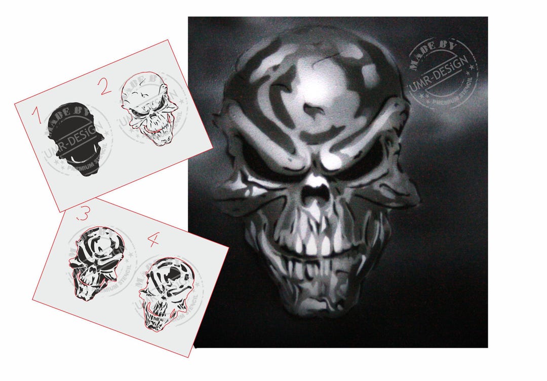 AS-392 Grim Reaper Step-by-Step Stencil For Airbrush & Acrylic Painting - Size L, Reusable Laser Cut Film