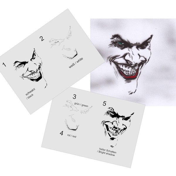 AS-343 Grinser step by step airbrush stencil