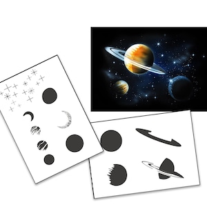 AS-138 Universe Multilayer Step by Step Stencil for acrylic, airbrush, spray, tattoo, varnish and wall paint