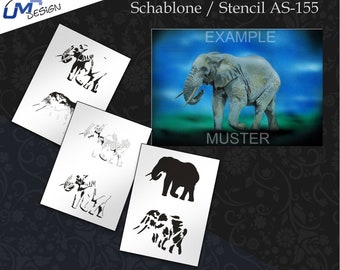 Airbrushstencil Step by Step AS-155 Elefant M