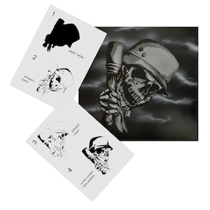 AS-346 Skull Multilayer Step by Step Schablone für Acryl, Airbrush, Spray, Tattoo, Lacke und Wand Farbe