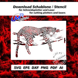 W001 Leopard Download Schablone, Stencil Download, digitale Schablone, digital Stencil, Vector Datei für Cricut, Silhouette, Laser