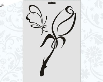 Wall / Textil Stencil W-040 Floral A4