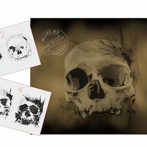 AS-312 Skull Multilayer Step by Step Stencil for acrylic, airbrush, spray, tattoo, varnish and wall paint