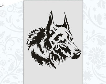 Wand / Textil Schablone W-647 Wolf A4