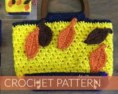 Boutique Style Crochet Purse|  Crochet Purse with Wooden Handles| Fall Design Crochet Purse (PATTERN) PDF Instant Download