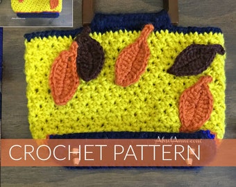 Boutique Style Crochet Purse|  Crochet Purse with Wooden Handles| Fall Design Crochet Purse (PATTERN) PDF Instant Download