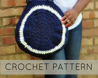 Round Crochet Bag| Circular Crochet Bag with Wooden Handles| Round Crochet Bag with Zipper (PATTERN) PDF Instant Download