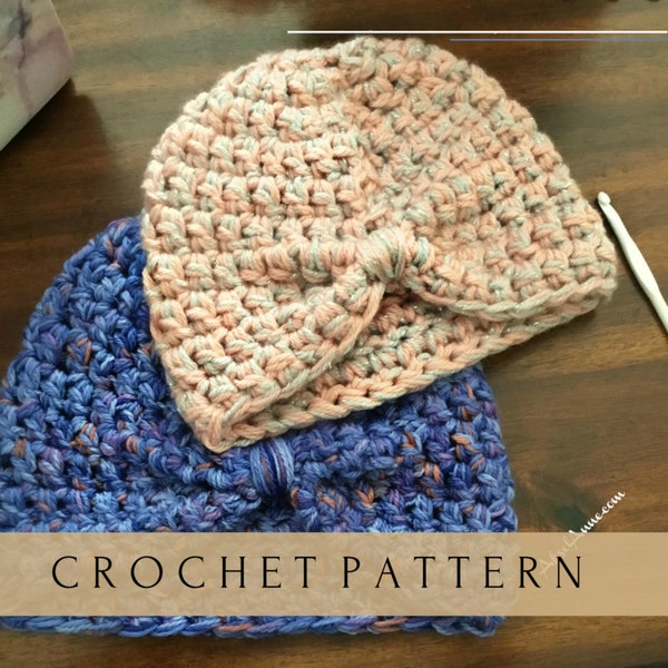Crochet Turban//Crochet Hat// Crochet Knot Beanie//Crochet Turban Hat (PATTERN) pdf Instant Download