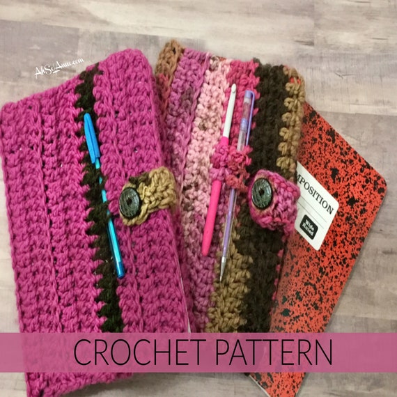 Crochet Book Cover Crochet Composition Notebook Cover Crochet Book Sleeve  PATTERN ONLY Instant Pdf Download 