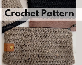 Crochet Pouch/Easy Crochet Makeup Pouch/Zippered Pouch(PATTERN) pdf Instant Download /Large Print Pattern - Instant Download