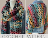 Crochet Seaside Shawl/Easy Crochet Shawl/Scarf Pattern/Seaside Shawl (PATTERN) pdf Instant Download /Large Print Pattern - Instant Download