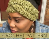 Crochet Braided Headband//Crochet Headband// Crochet Ear Warmer //Crochet Emerald Headband (PATTERN) pdf Instant Download
