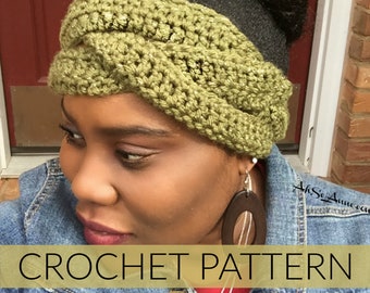 Crochet Braided Headband//Crochet Headband// Crochet Ear Warmer //Crochet Emerald Headband (PATTERN) pdf Instant Download