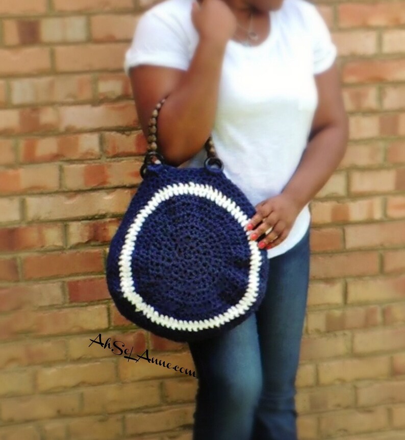 Round Crochet Bag Circular Crochet Bag With Wooden Handles Round