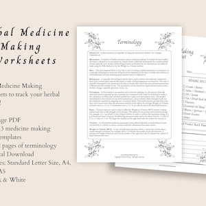 Herbal Medicine Making Worksheets | Medicine Tracking Sheets | Blending Logs
