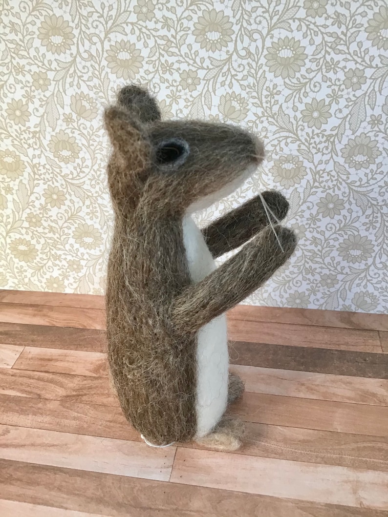 Needle felted gray and tan and white mouse George felted wool felted animal felted mouse