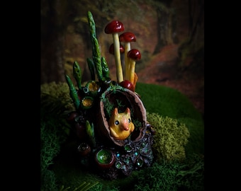 Forest Child - cute little animal in the nut shell house, nut shell, cabinet of curiosities