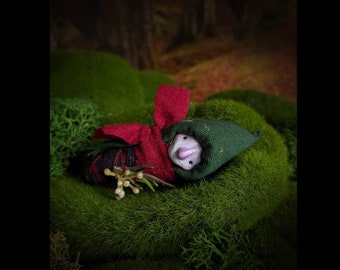 Caine, the Dark Forest Gnome Baby  - Sammelfigur, Sammelpuppe, ooak doll, designer toy, gothic witchy decor